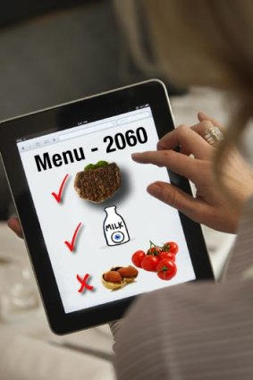 The menu for 2060 - steak and milk are in surplus, but nuts, fruit and vegetables are in short supply.