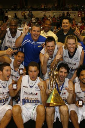 Glory days: Brisbane Bullets celebrate their 2007 NBL grand final win over Melbourne.