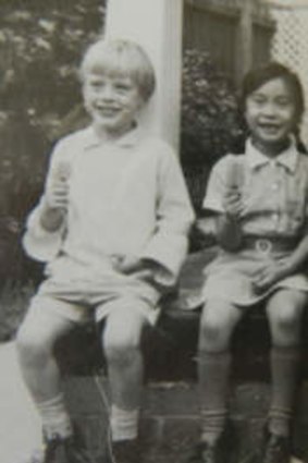 Bridie enjoying an icy pole with his sister Sandy and friend Michael Louey and his sister in Deepdene in the late '60s.