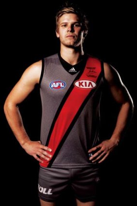 Michael Hurley wearing Essendon's new alternate guernsey.