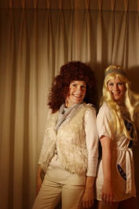 Super Troupers: Meghan Black, right, and mum Jeanette, rehearse their moves as Agnetha and Frida.