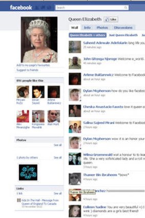 Queen Elizabeth - a royal post on Facebook.
