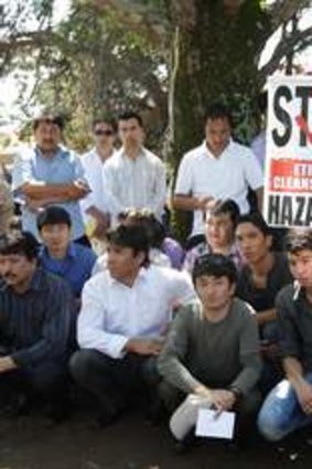 Hazara protestors in front of the United Nations office in Canberra