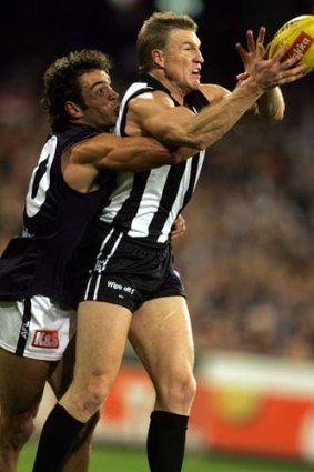 Case of the Blues: Nathan Buckley marks against Carlton in 2005.