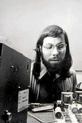 Steve Wozniak and Steve Jobs building the Apple I. They made about 200 in the Jobs family garage in Palo Alto.