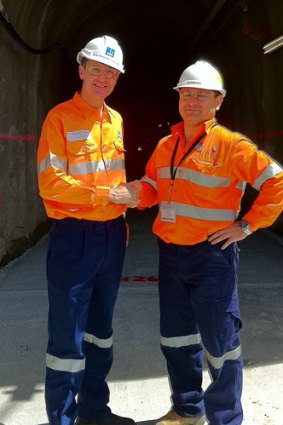 Lord Mayor Graham Quirk with Legacy Way tunnel project director Fernando Vara.