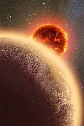 Artist's impression of the exoplanet JG 1132b orbiting a red dwarf star 39 light years from Earth.