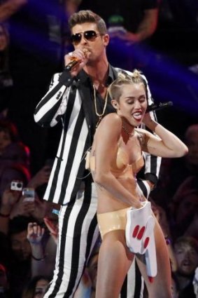 Miley Cyrus during that performance at the 2012 MTV Video Music Awards.