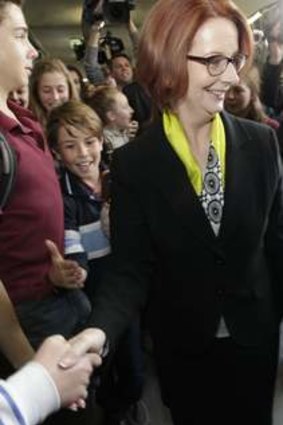 The PM at Lyneham High School in Canberra.