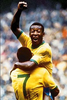 Pele celebrate's Brazil's 4-1 victory over Italy in the 1970 final.