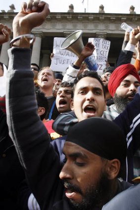 Indian students protesting in 2009.