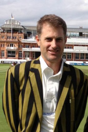 Simon Katich and former Wallaby Brett Papworth in their SCG XI blazers at Lord's.
