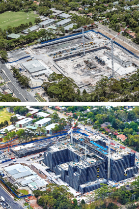 Before and after: the Northern Beaches hospital from 2015 to 2016. 