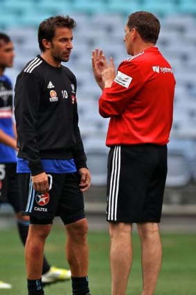 Worry ... Alessandro Del Piero and Ian Crook.