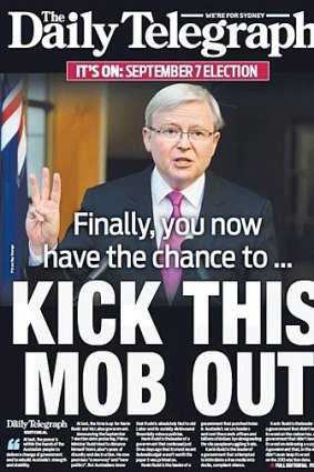 Monday's front page of Sydney's <i>Daily Telegraph</i>.