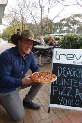 Dragon Hunter, Tim McGrath with the pizza named in his honour