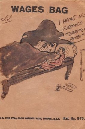 Drawing domesticity: Ab Solomons sketched scenes from his life on the pay packets he would hand over to his wife Celie. The doodles inspired the show, <i>Wot? No Fish!!</i>.