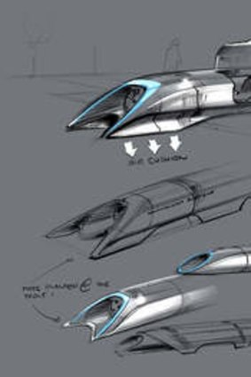 In the tube: An artist's impression of the Hyperloop, which inventor Elon Musk says could carry passengers and goods in pods at speeds of up to 1220km/h.