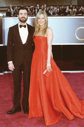 Edgy: Justin Theroux and Jennifer Aniston.