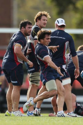 Putting his best foot forward: Rebels No.9 Nick Phipps.