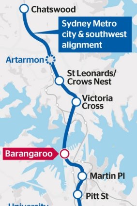 The Sydney Metro city and south-west alignment.