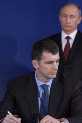 Vladimir Putin and challenger Mikhail Prokhorov.