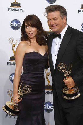 Reign is over ... Tina Fey and Alec Baldwin at the 2008 Emmys.