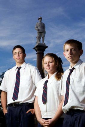 History students (from left) Adam Billsborough, Sophie Burdett and Angus Morris.