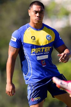 Stepping up &#8230; Ken Sio in training with the Eels.