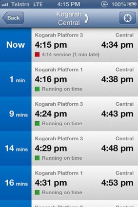 A screenshot of Trip View and it showing real-time train information.