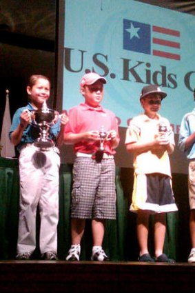 Karl Vilips (far left) after winning the US Kids World Championship.
