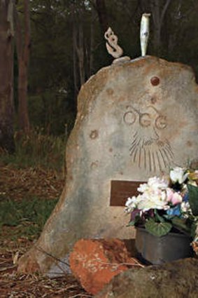 At one with nature … a headstone at Lismore's bushland cemetery.
