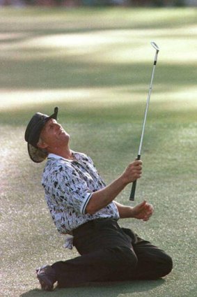 Greg Norman during his final round at the 1996 US Masters.