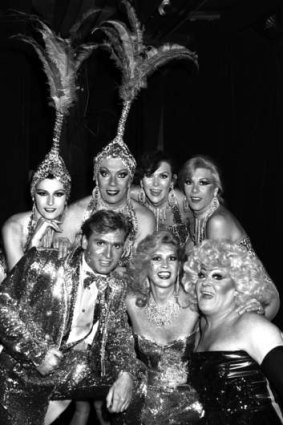 On stage with the Les Girls troupe in 1988.