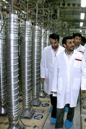 President Mahmoud Ahmadinejad inspects the Natanz nuclear facility.