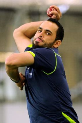 Looking up: Fawad Ahmed has taken another big step towards joining the Ashes tour.