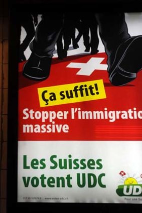 Message lost ... a People's Party anti-immigration poster.