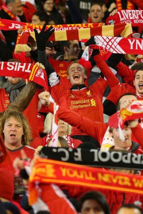 Presence felt: Liverpool supporters make a noise in Melbourne.