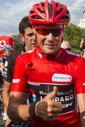 Chris Horner after completing the last stage of the Tour of Spain.
