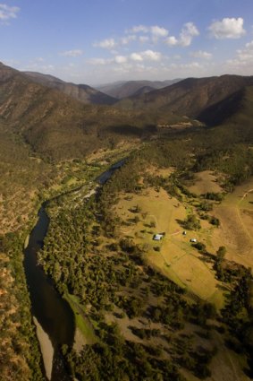 Rugged terrain ... East Kunderang Homestead from the air.