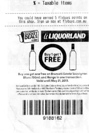 Under fire: Liqorland shopping docket offering buy one get one free on wine.