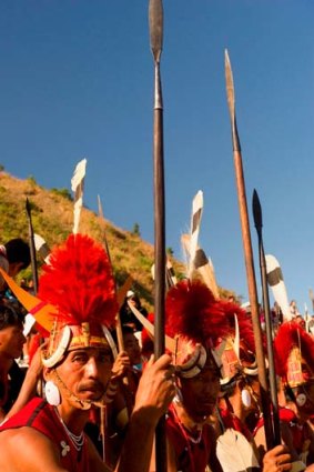 Naga warrior tribesmen.
