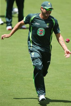 Ryan Harris takes part in a fielding drill at the Adelaide Oval on Monday.