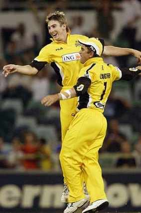 Shaun Marsh and Justin Langer in one of their earliest incarnations - as WA teammates back in 2003.