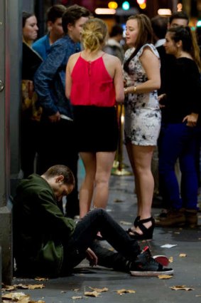Party-goers outside one of the many licensed premises on King Street.