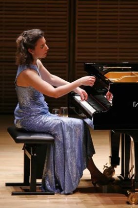 Angela Hewitt ... the pianist's performance gestures created a slight barrier to tuning into the music's flow.