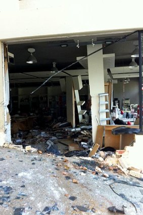 The stolen Audi burst into the store on Stirling Highway.
