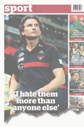 The back page in The Saturday Age.