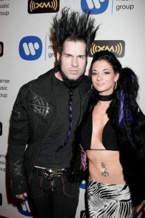 Wayne Static of Static X and his wife Terra Wray at a 2008 Grammy Awards after-party.