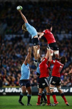 Up there, Hooper: Michael Hooper grabs a lineout for the Waratahs.